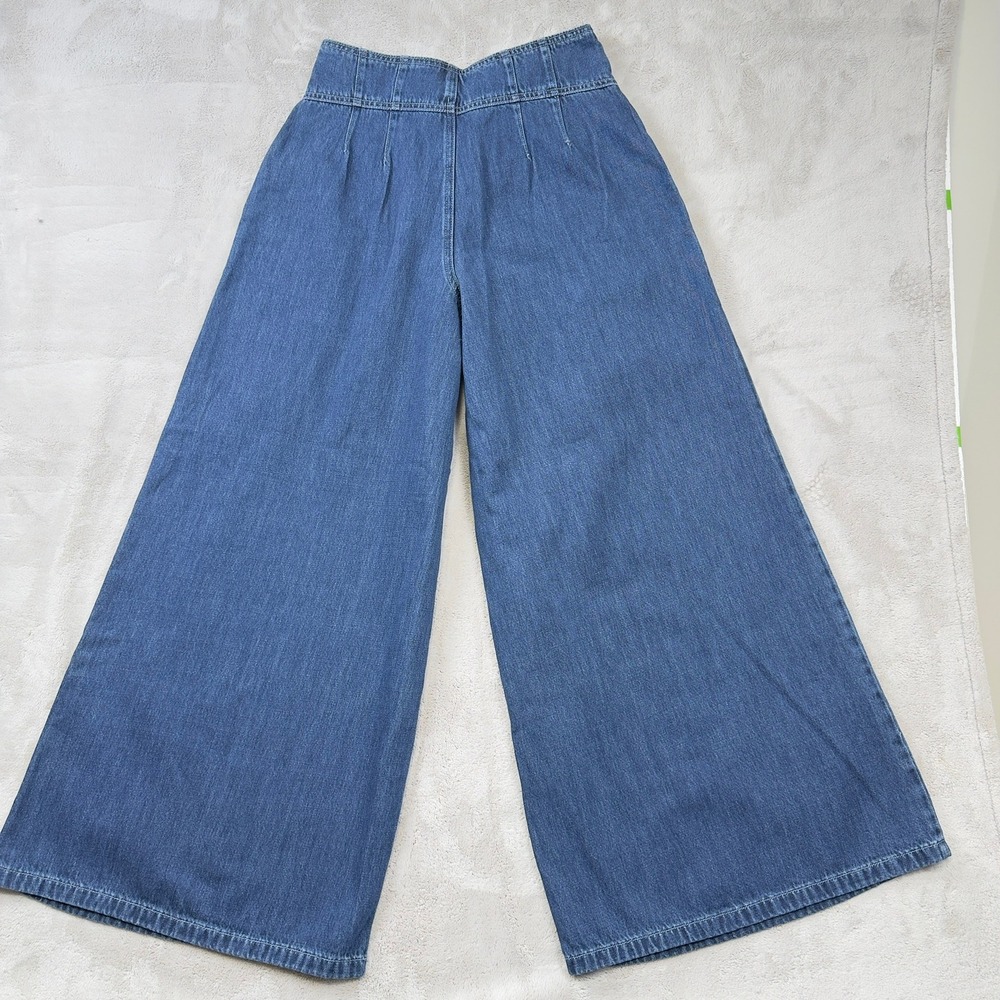 Free People We The Free Wide Leg Pleated Jeans Blue Denim Size 27 NWT - Picture 11 of 12
